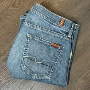 7 For All Mankind Relaxed Fit Blue Wash Button Fly Jeans Mens 32